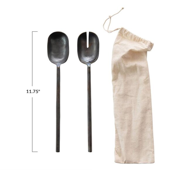 Set/2 Pewter Salad Servers - Picture 2 of 3